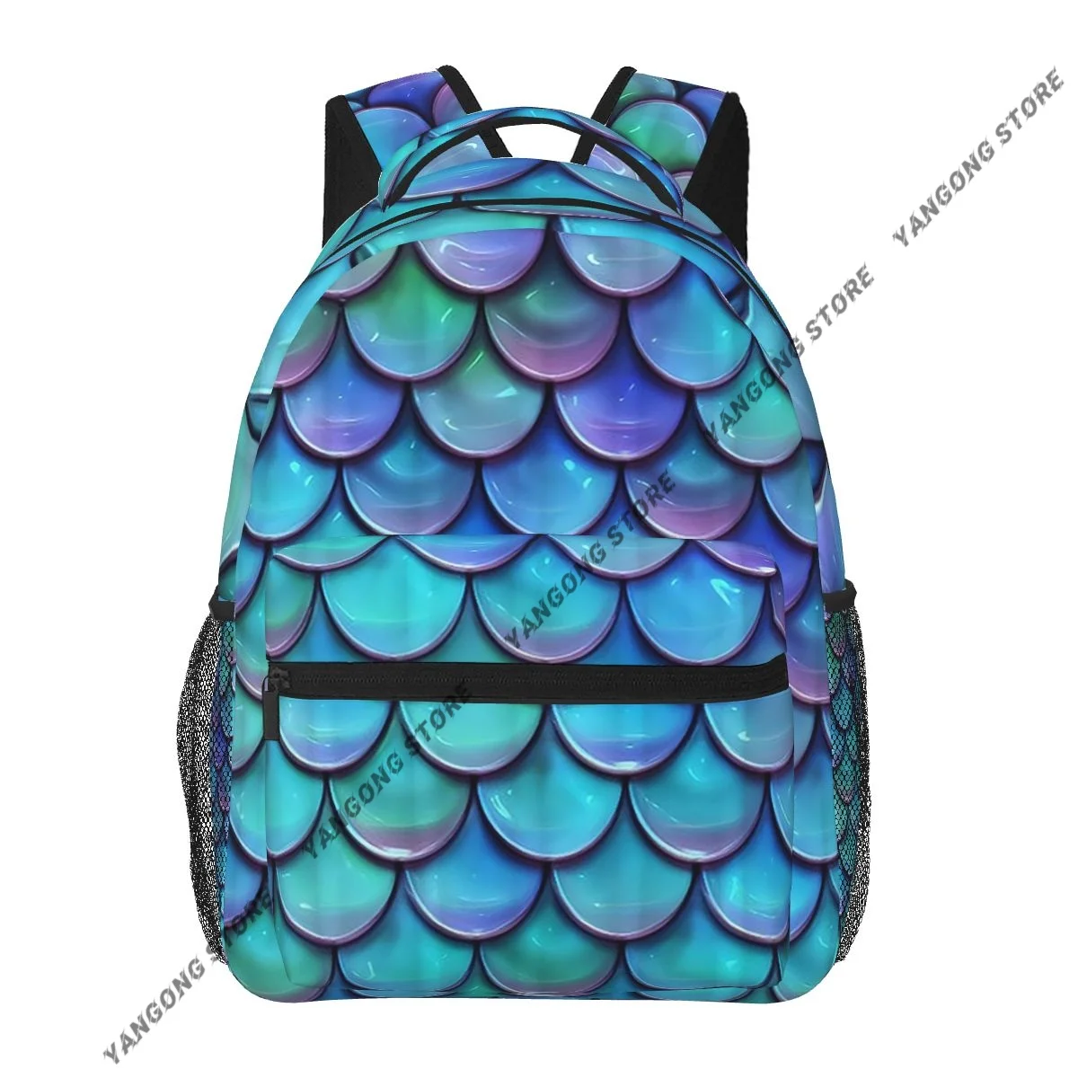 

Backpack Casual Travel Bag Mermaid Teal Fish Scales School Bag Fashion Shoulder Bag For Teenage Girl Bagpack