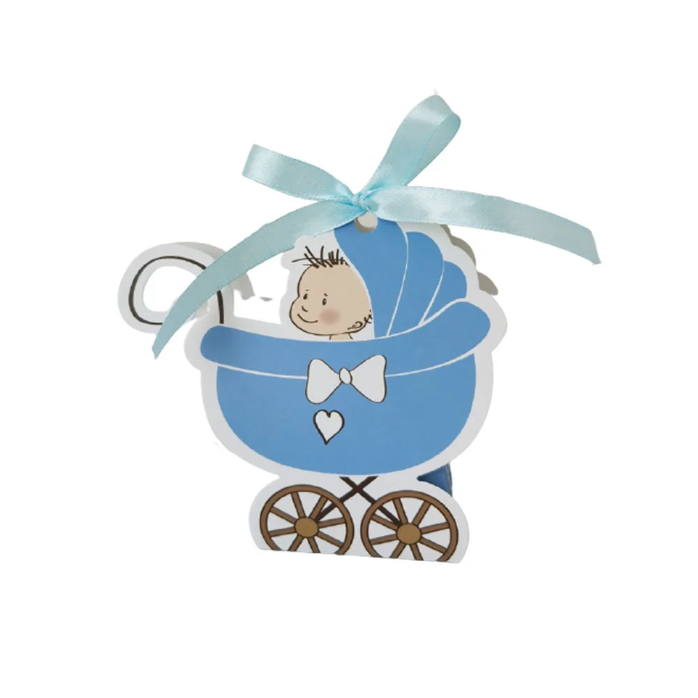 10/20/30 stücke Laser Cut Kinderwagen Candy Box Baby Wagen Favor Geschenk Box Baby Dusche Tasche Mit Band geburtstag Party Favor Liefert – Detail 9