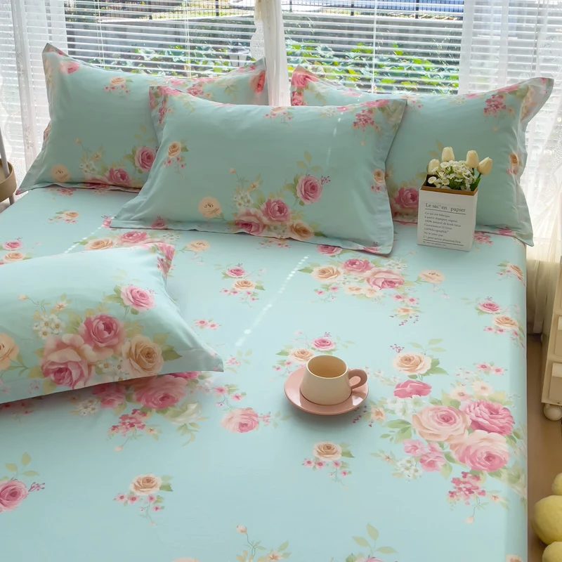 Bonenjoy ملاءات سرير قطنية 100% على شكل زهور ملاءة مسطحة صديقة للبشرة أغطية سرير منزلية للبالغين والأطفال (غطاء وسادة يحتاج إلى طلب) #5