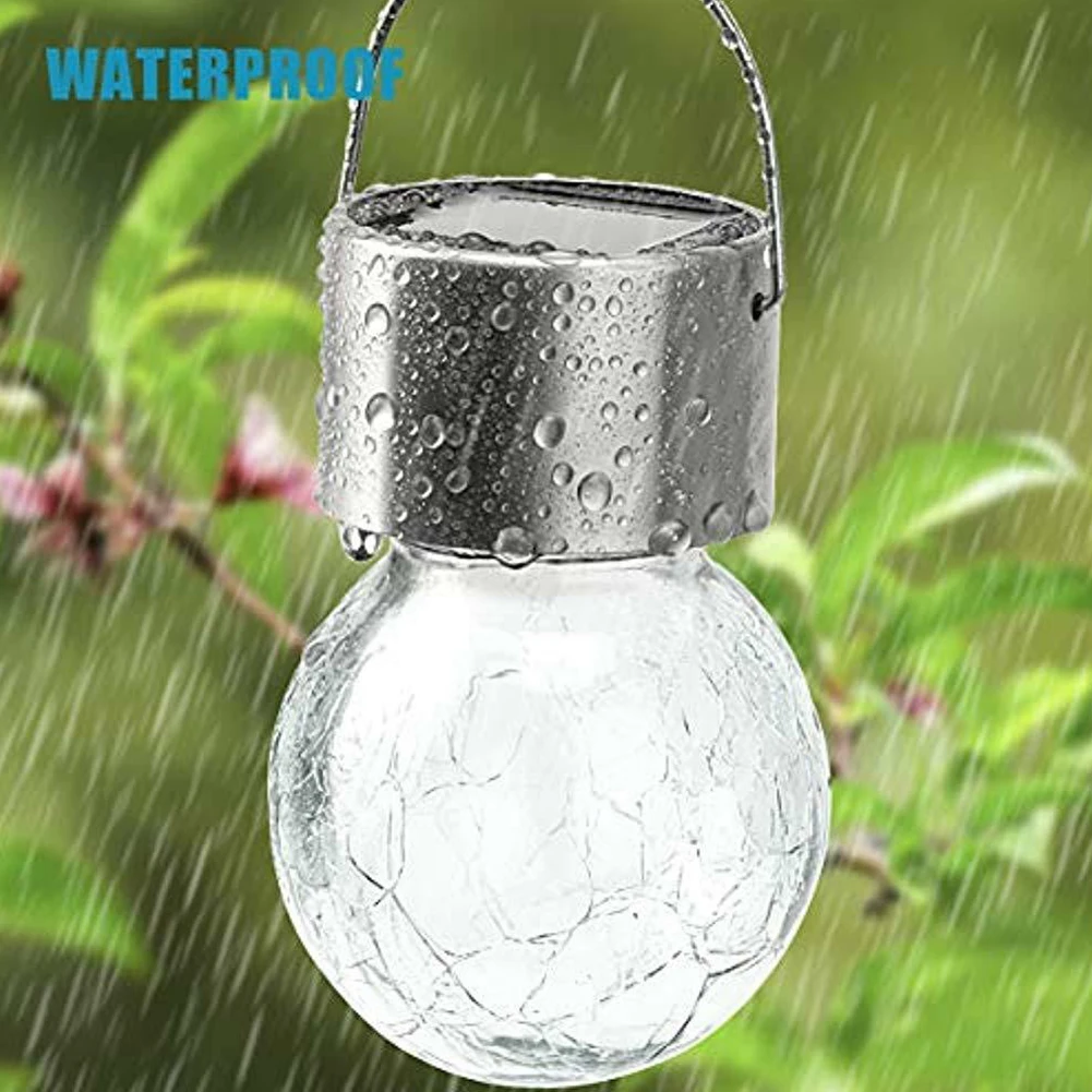 

Cracked Glass Ball Solar Powered Pathway With Handle Globe Holiday Yard Hanging Light Waterproof Lawn Outdoor Decorative Garden