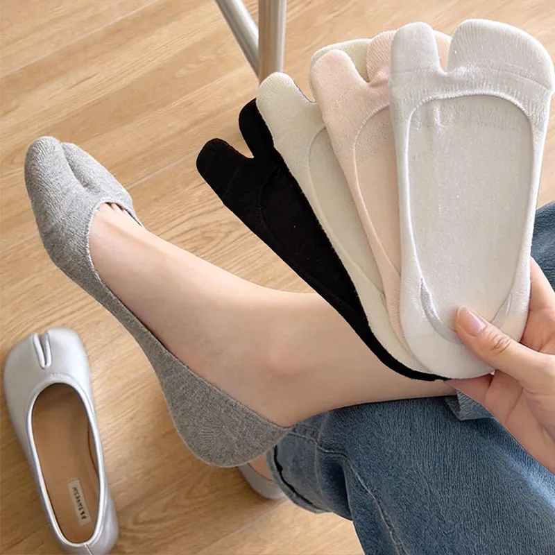 Unsichtbare Zehensocken aus Baumwolle für Damen und Herren, Atmungsaktive Unsichtbare Socken mit Rutschfester Silikonsohle, Sommerliche Niedrig Geschnittene Socken für Sandalen und Flip-Flops