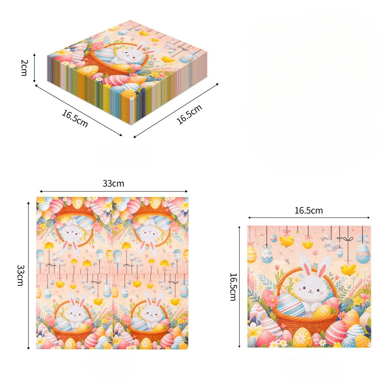 10/20 قطعة 2 طبقة 33 سنتيمتر أرنب عيد الفصح المناديل عيد الفصح البيض سلة الوردي ورقة وجبة حصيرة نزهة حفلة ورقة الرسم DIY Decoupage ورقة