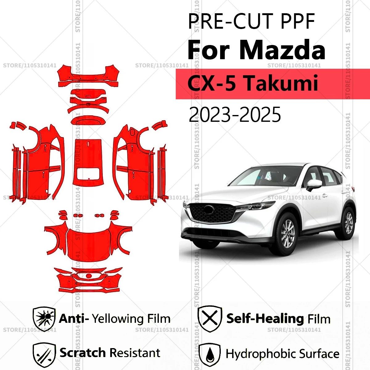 

Предварительно нарезанная прозрачная защитная пленка PPF для автомобиля, полная защита кузова для Mazda CX-5 Takumi 2023-2025, профессиональная