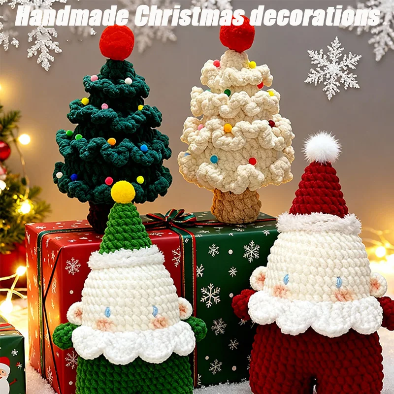 

Soft Christmas Tree and Santa Claus Crochet Kit - DIY Handmade Holiday Decor Homemade Creative Трикотажная Пряжа Cotton Yarn