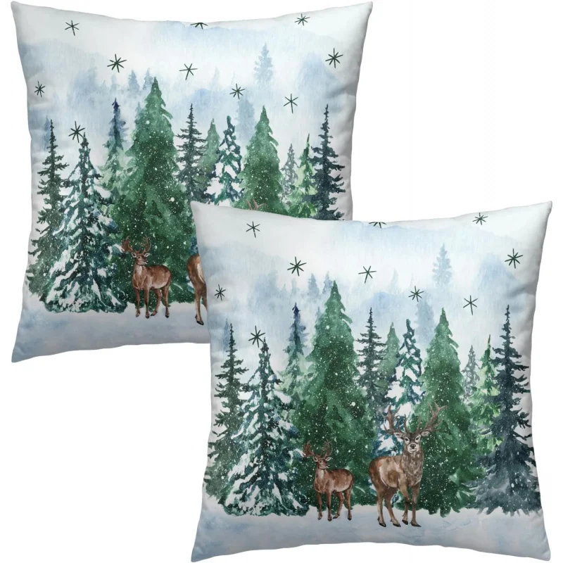 

Winter Christmas Deer Pillowcase 18x18 inches Holiday Sofa Pillowcase Decoration