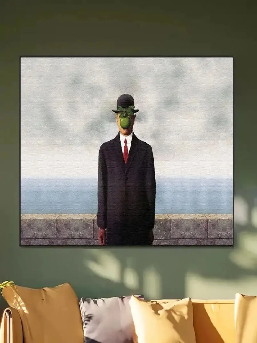 Surrealism Art Canvas Print  Abstract Rene Magritte Wall Poster for Gallery Bedroom Home Decor