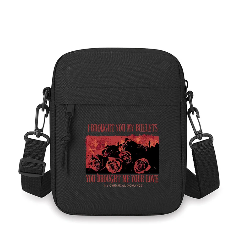 Roses with dark backdrop Men Crossbody Bag Single Shoulder Women Cartoon Anime Film Printing Design Unisex