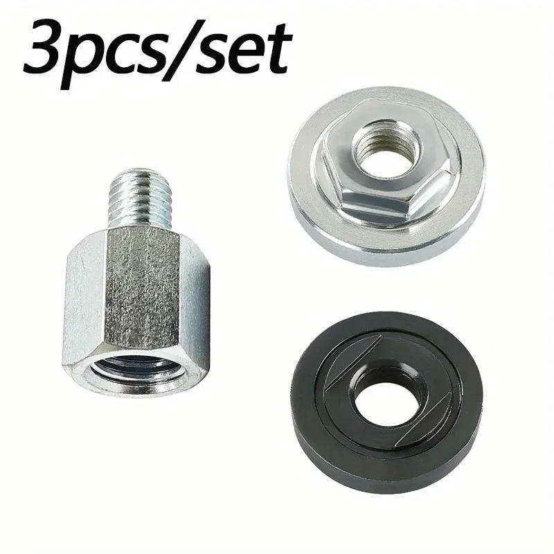 M14 to M10 Thread Adapter Set – 3PC Metal, with 2 Flanges for Angle Grinder Discs