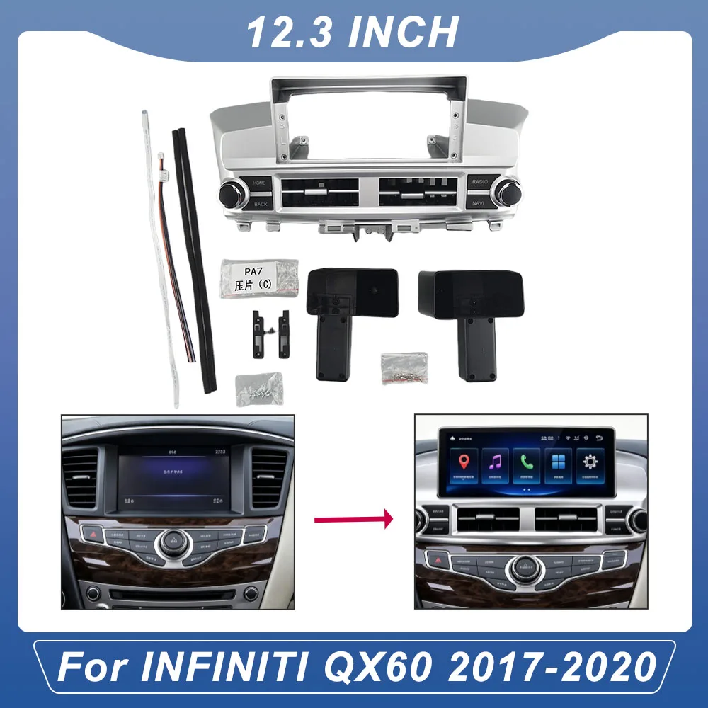 12.3 Inch Android Car Radio Fascia Frame For INFINITI QX60 2017-2020 Dash Panel Head Unit Stereo Installation Trim Cover Kit