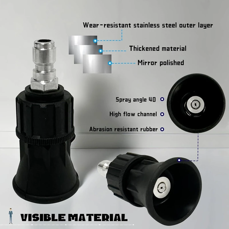 A03F Pressure Washer Nozzle 4.0 Orifice 40 Degree 2 Pack, Nozzle Guard with 1/4 Quick Coupler, Durable High Pressure Washer Tip