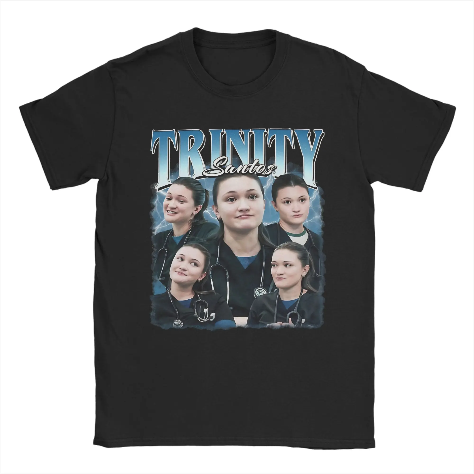 Trinity Santos T-Shirt for Men The Pitt Tv Show Casual Pure Cotton Tee Shirt Round Neck Short Sleeve T Shirts Gift Idea Clothes