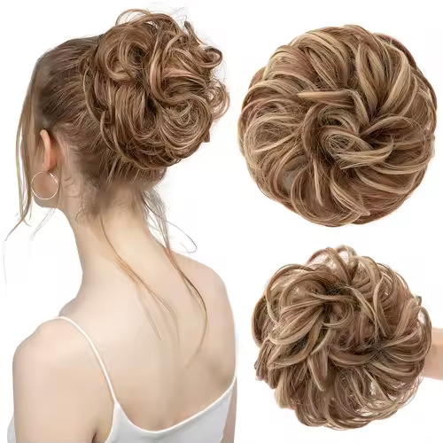 Synthetic Messy Hair Bun Extensions Big Curly Elastic Hair Scrunchies Hairpieces Chignon Donut Updo Hair Pieces for Women - Image 35
