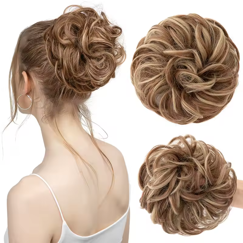 Synthetic Messy Hair Bun Extensions Big Curly Elastic Hair Scrunchies Hairpieces Chignon Donut Updo Hair Pieces for Women - Image 35