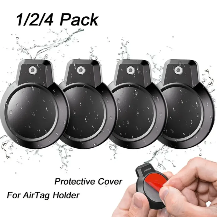 GITFOS Airtag Case for Apple AirTag Holder with Adhesive Sticker All-Round Waterproof Cover for Cars Bikes Skateboards