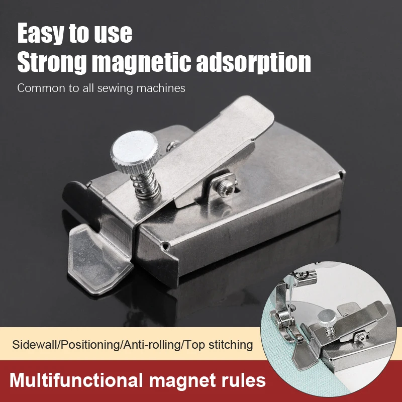 Outil auxiliaire de bord anti-curling pour machine à coudre, outil de guidage de couture magnétique domestique, partenaire magnétique, jauge, localisateur d'aimant en métal