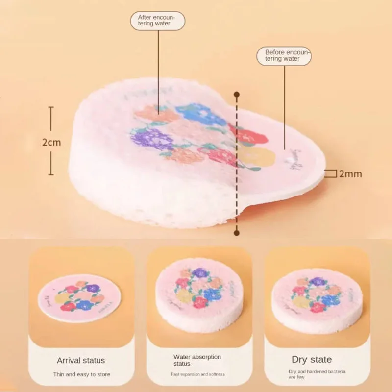 1PC Random Pattern Wood Pulp Cotton Cleaning Tool Sponge Bowl Dish Brush with Rope Cute Flower Sponge Pads Wipe