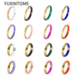 Gold/silver Plated Colorful CZ Simple Fashion Finger Ring Stackable Enamel Rings For Women Brand Fine Jewelry