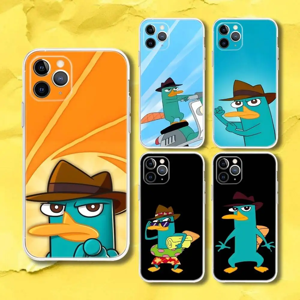 

P-Perry The Platypus Duck Phone Case For iPhone 17,16,15,11,12,14,13 Pro Max Plus Mini X,XS,XR,7,16E Air Transparent Cover Funda