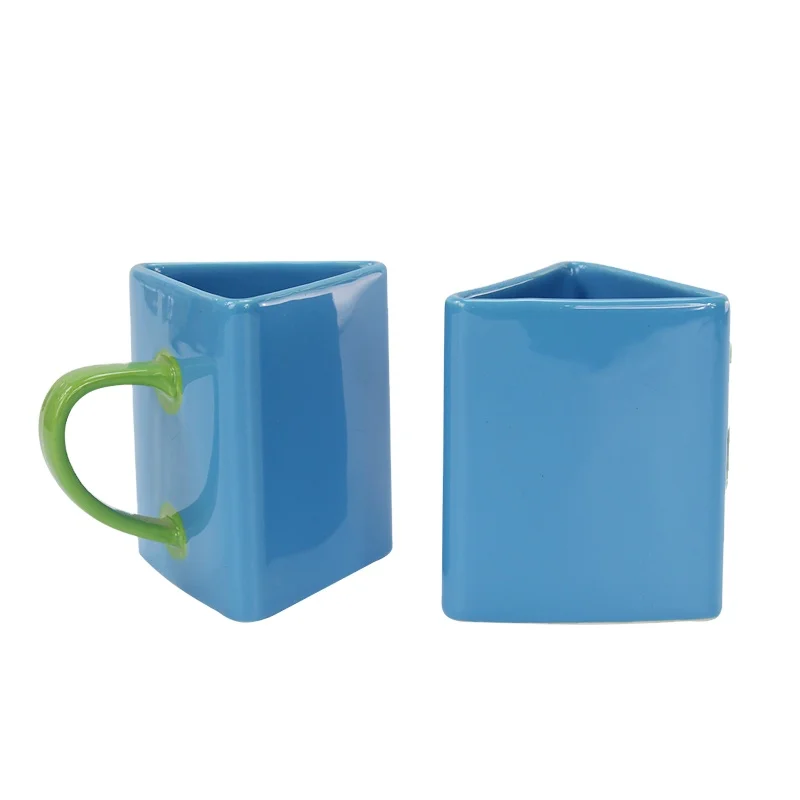 Full Glazed Couple Mugs,Unqique Shape Triangle Mug Cup Ceramic Coffee