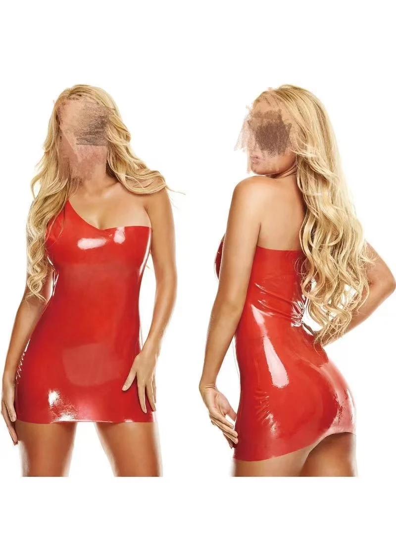 

Handmade Latex Dress Latex Daily wear Lingerie One Off Shoulder Premium Latex Mini Dress Lady's Skirt No Zipper