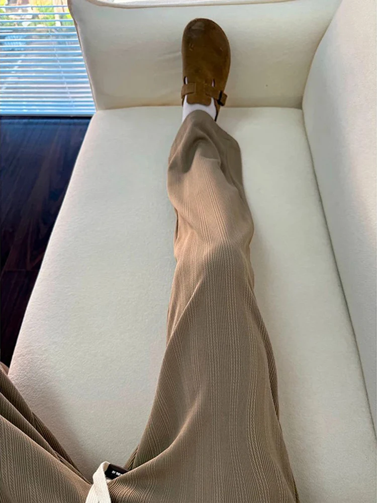 

Khaki Ice Silk Qui Dry Pants Men's Summer Design American Wheat Pattern Loose BF Lazy Sle Casual Pants Straight Leg Jeans