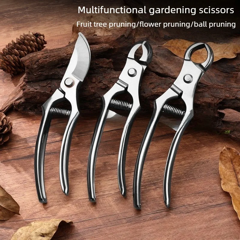 Stainless Steel Pruning Shears Portable Spring Ball Joint Shear Potted Plant Bonsai Branch Pruning Scissors Garden Hand Tools