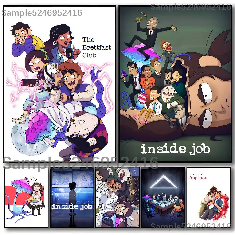 

I-Inside Job Cartoon Poster For Fans Room Living Canvas Painting Print Pictures Wall Art Home Decor