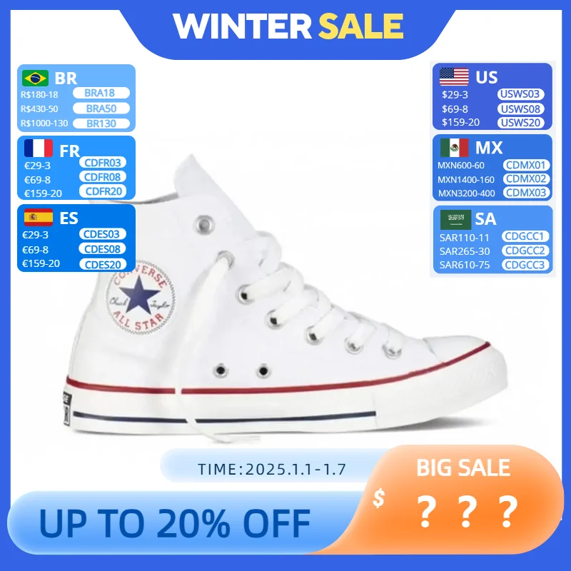 Converse Chuck Taylor All Star Men and Women Skateboarding Shoes High-top Outdoor Wear-resistant Canvas Shoes Unisex