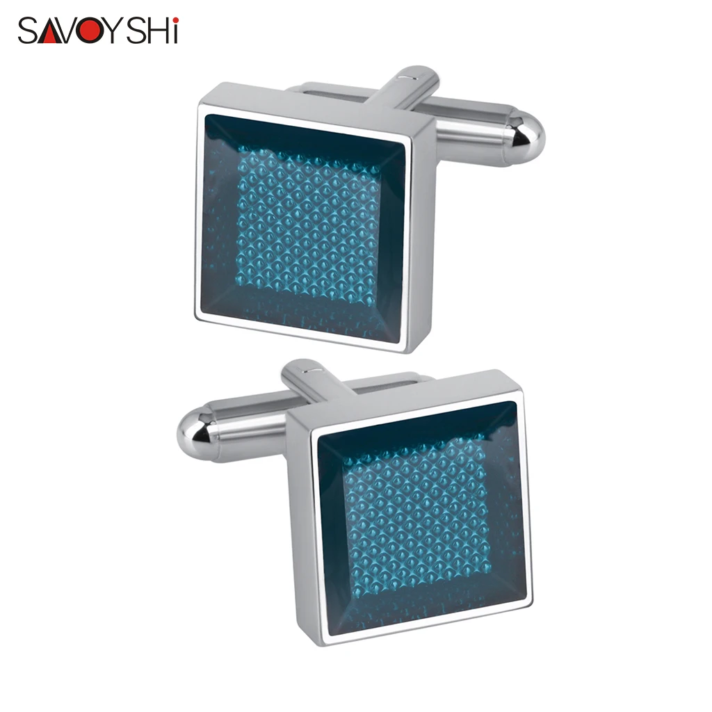 

SAVOYSHI Classic Square Cufflinks For Mens French Shirt Business Gift Jewelry Indigo Cuff Buttons High Quality Copper Cuff Links