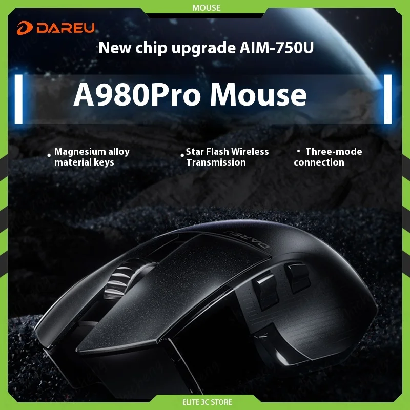 

Dareu A980 Pro Gaming Wireless Mouse With Star Flash P3395 Chip 4k/8k Polling Rate, Ergonomic Design With Display