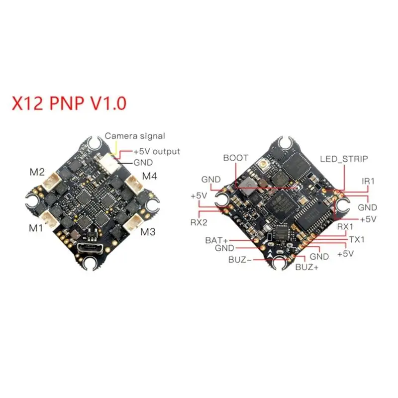 

HappyModel X12 5 in1 1-2S Integrated Flight Controller Built-in Receiver 12A ESC OPENVTX for FPV Toothpick Drones