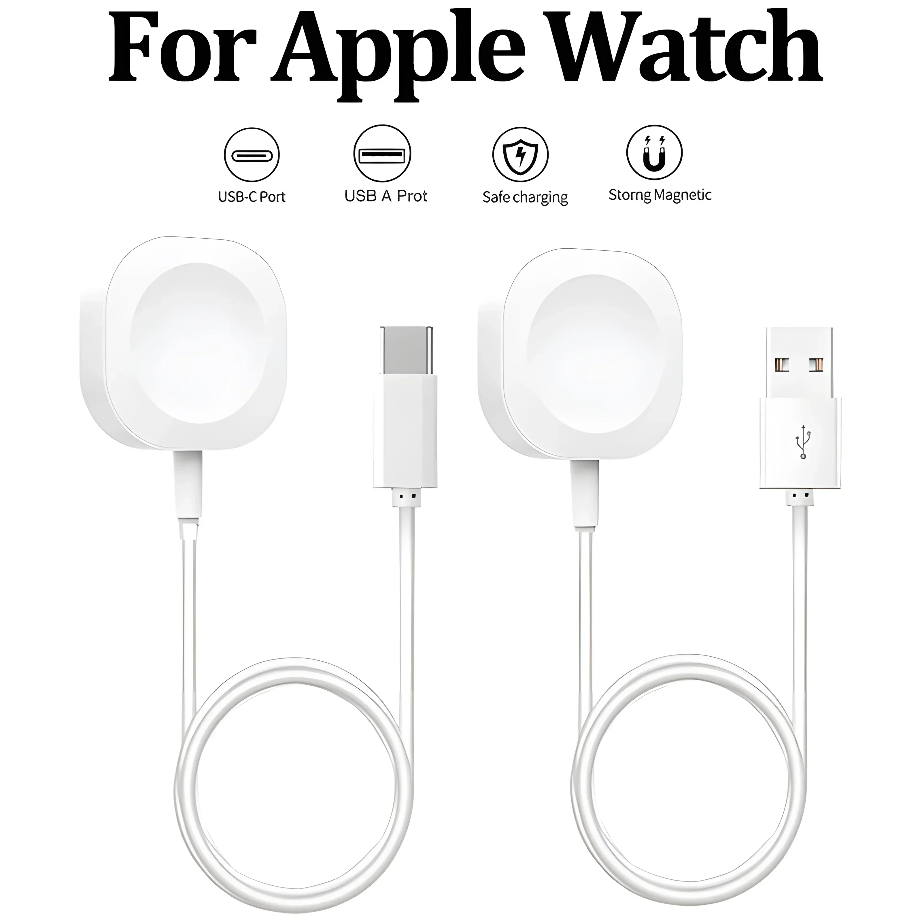 2024 شاحن USB لاسلكي مغناطيسي سريع لساعة أبل الترا سلسلة 9 8 7 6 SE نوع C كابل شحن لسلسلة iWatch 5 3 2