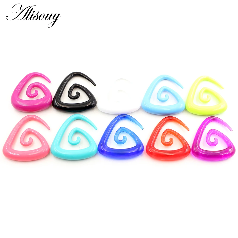 Alisouy 2pcs 1.6-10mm Irregul Triangle Acrylic Spiral Ear Tunnels Plugs Expander Stretcher Earrings Gauges Body Piercing Jewelry