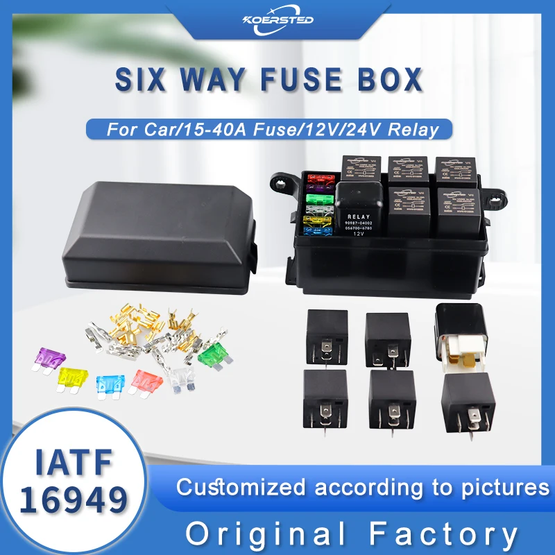 6 Ways Car Boat Fuse Box Holder Blade Fuse Holder 12V [Fuses Connectors Included]