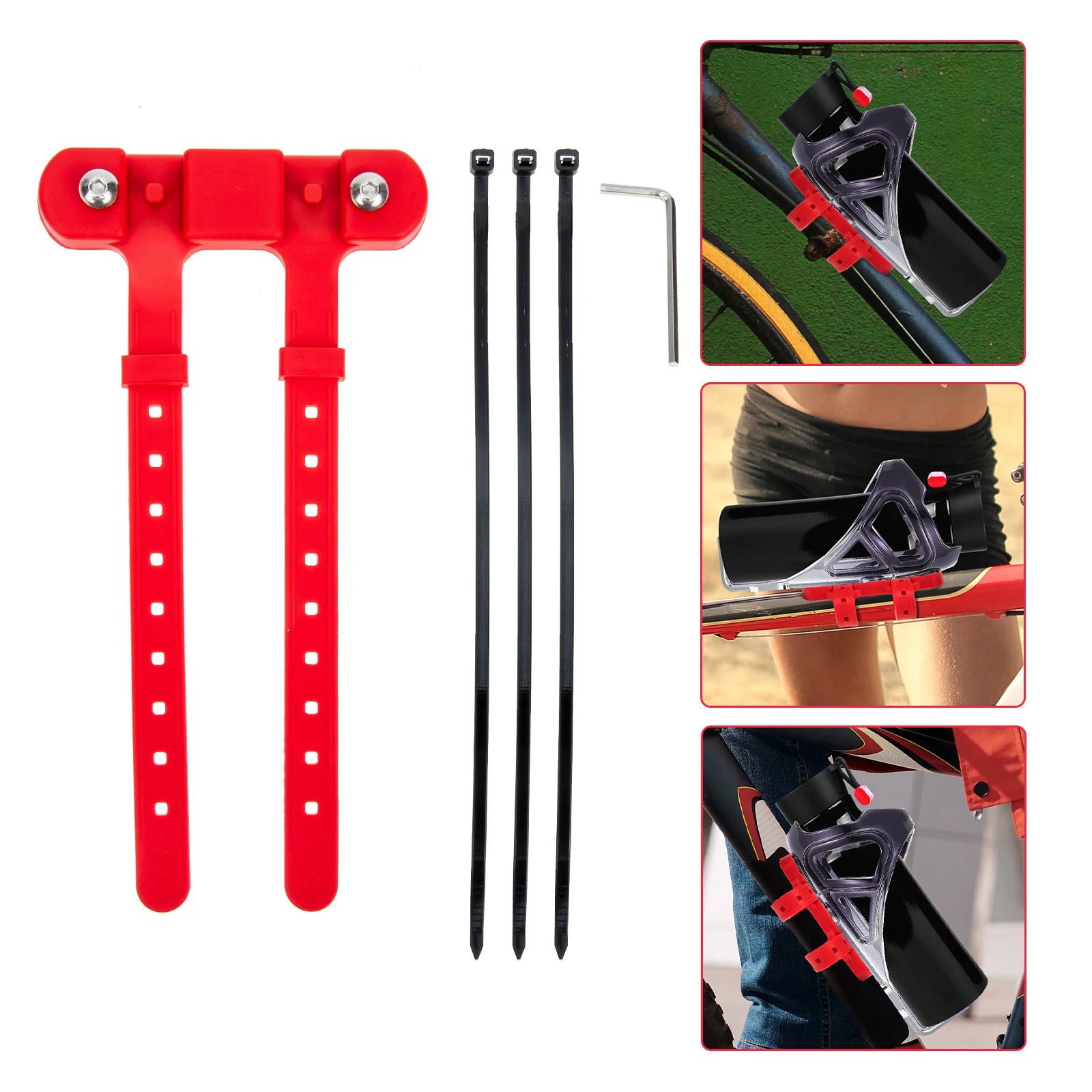 

1Set Bike Water Bottle Holder Silicone Mount Base Adjustable Strap Bottle Cage Mount Base Conversion Stand for Bicycle Stroller