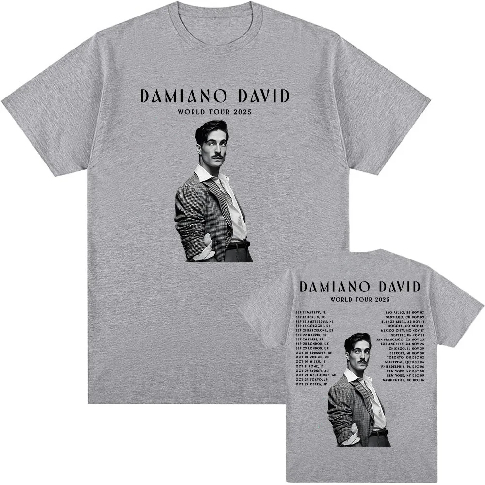 Damiano David World Tour 2025 новые футболки, хлопковая летняя футболка Ropa Hombre с коротким рукавом, унисекс, уличная мужская одежда с графикой