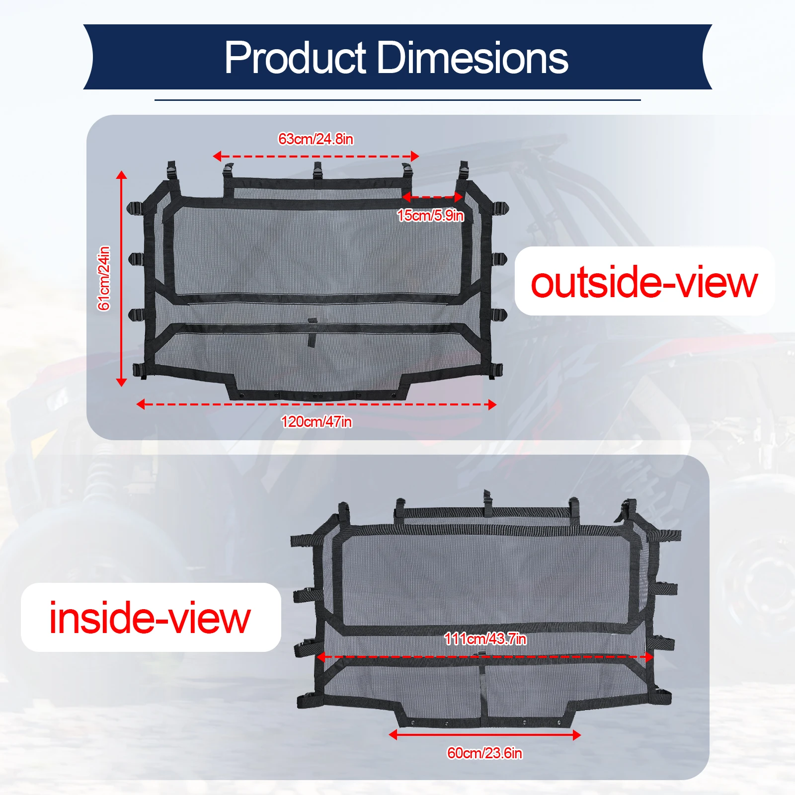 UTV النافذة الخلفية لينة شبكة ظلة الزجاج الأمامي الظل تدفق الهواء الشمس الأشعة فوق البنفسجية شبكة حماية ل بولاريس RZR 1000 توربو XP RZR XP 4 1000