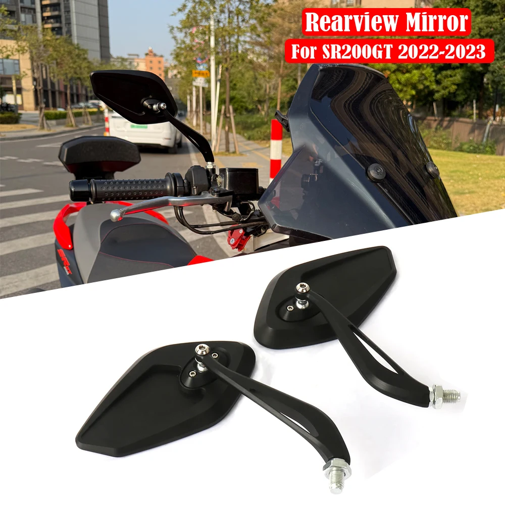 

New Motorcycle Black Rearview Mirror Aluminum Rear View Mirrors For Aprilia SR200GT SR 200 GT 2022 2023