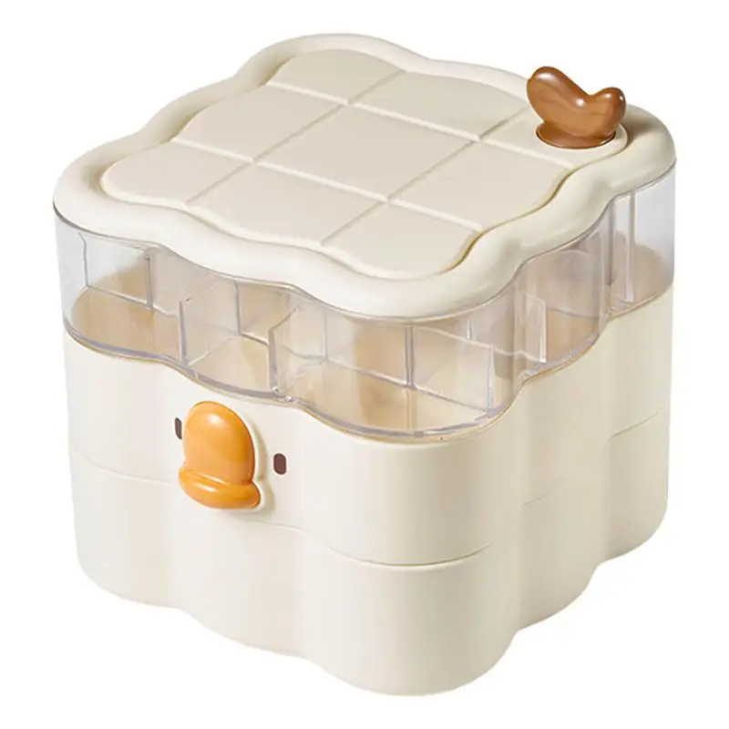 

Держатель для ювелирных изделий, вращающийся дорожный футляр для ювелирных изделий, 3-слойный вращающийся чехол с лотком для крышки для девочек и женщин, для хранения пудры