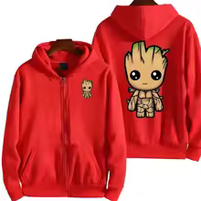 Men I Am Groot Cartoon Zipper Hoodie