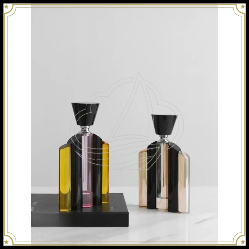 Luxury Three-Color Cylindrical Crystal Perfume Bottle Sealed Essential Oil Storage Container with Lid