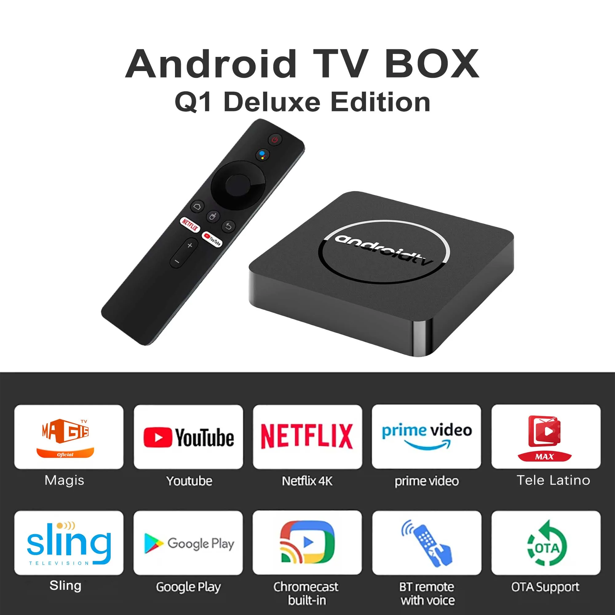 Smart TV Box Q1 Android13 AllwinnerH313 Google Voice 2GB16GB Dual 2.4G5.8GWifi Bluetooth 4K HDR10 Stream Media Player Netflix