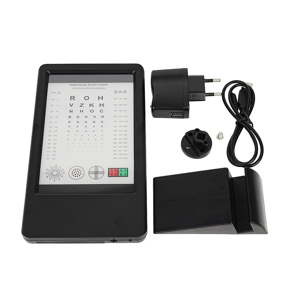 Oplaadbare 30cm Near Vision Tester-kaart met AC-adapter inbegrepen, goede prijs, dubbelzijdig display, letter- en cijferweergave