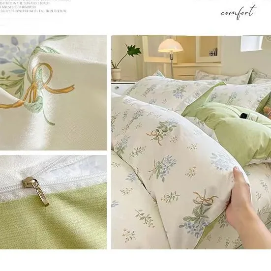 Un set di biancheria da letto in cotone 100% compreso un lenzuolo piatto e una federa.