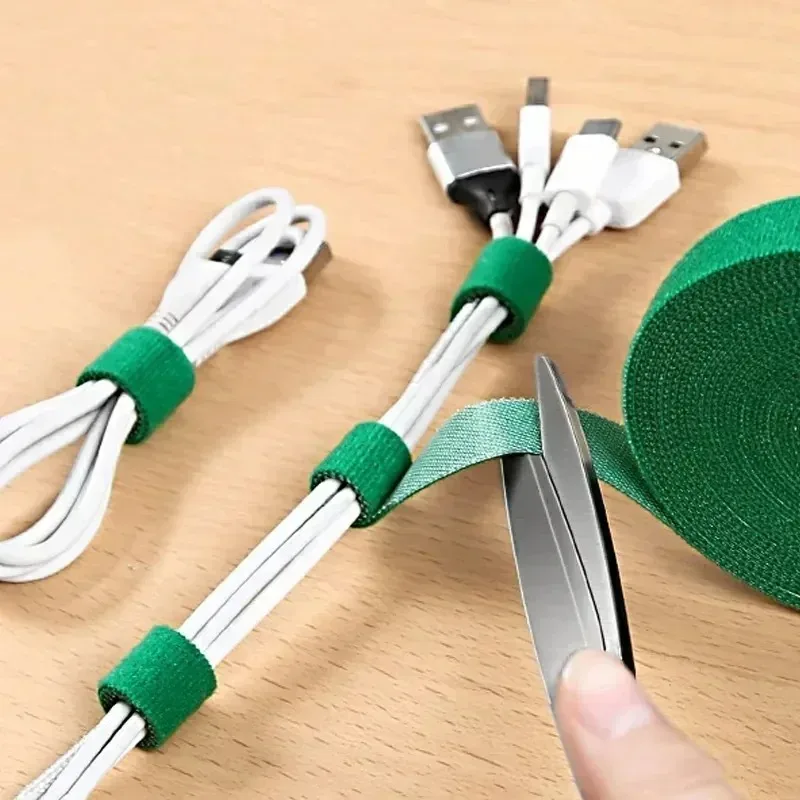 1/5M/Roll 12mm Width Cable Organizer USB Cable Winder Management nylon Free Cut Ties Mouse earphone Cord cable ties