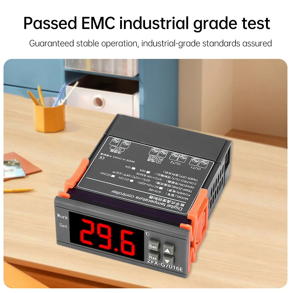 ZFX-G7016E Digital Temperature Controller Thermostat -50℃~110℃ Thermoregulator Incubator DC12V 24V 10A 30A With10K NTC Probe