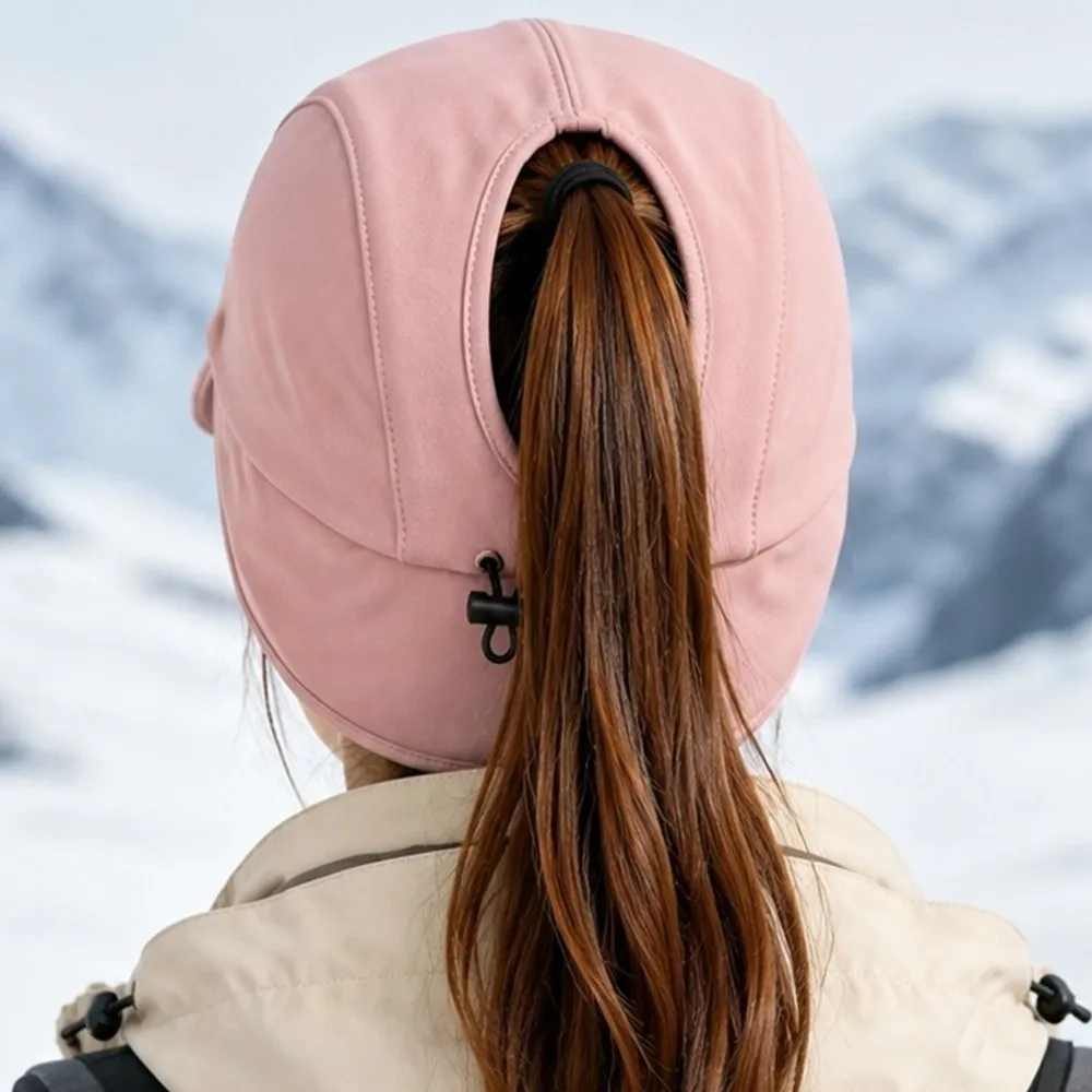 Einfache, einfarbige Winter-Baseballkappe aus Polarfleece, winddichte Ohrenschutzmütze für Herren, Snapback, dicke Ohrenschutzmütze für den Außenbereich. – Detail 4