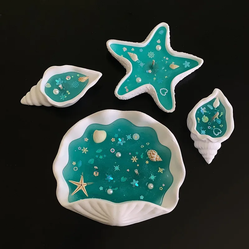DIY Craft: A Sea Breeze Conch Incense Candle with Creative Fragrance Shell and Star Handmade Candles Home Bedroom Decorations