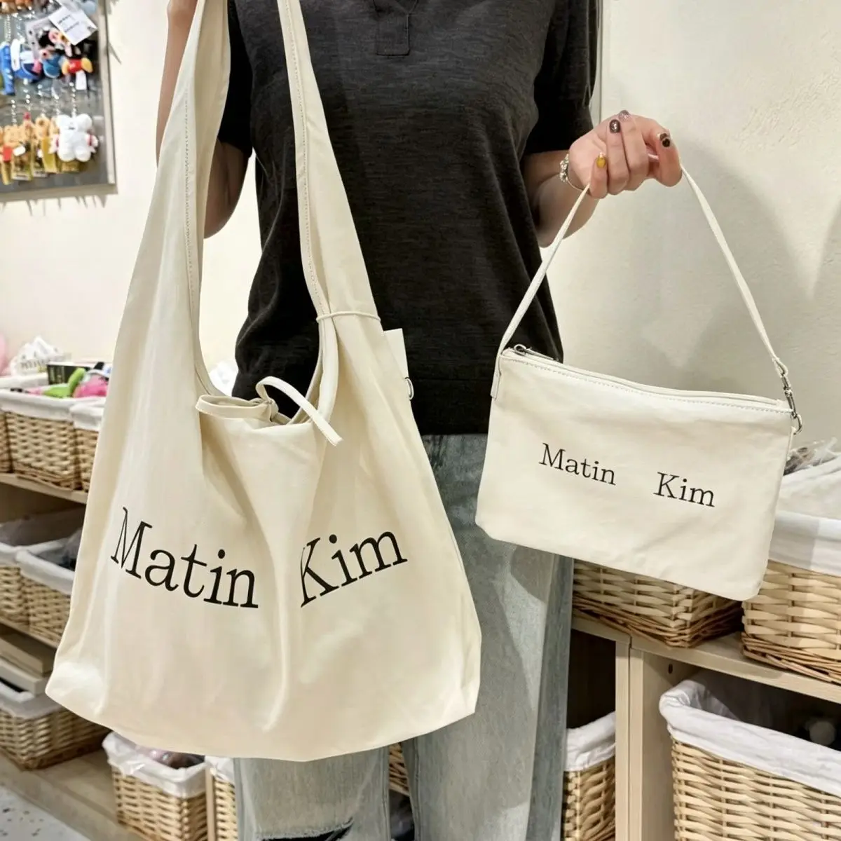 Matin Kim Canvas Tote Bag Set Parent Child Large Capacity Shoulder Unisex 26SS