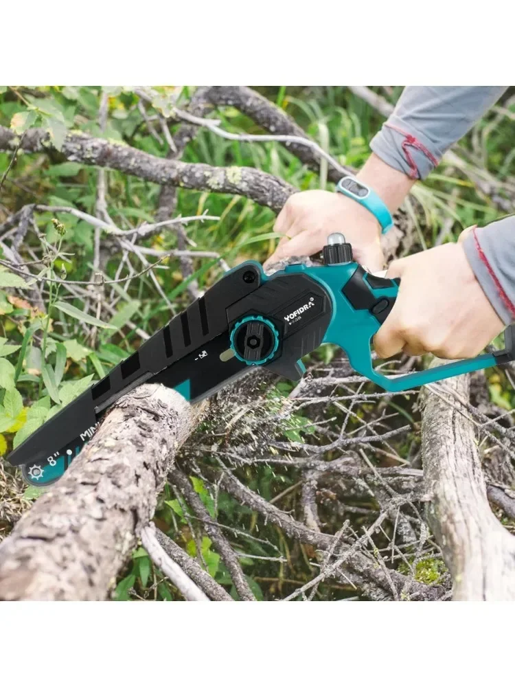YOFIDRA 8 Inch Borstelloze Elektrische Kettingzaag Draadloze Oplaadbare Houtbewerking Tuin Snoeizaag Gereedschap Voor Makita Accu Pin - afbeelding 2